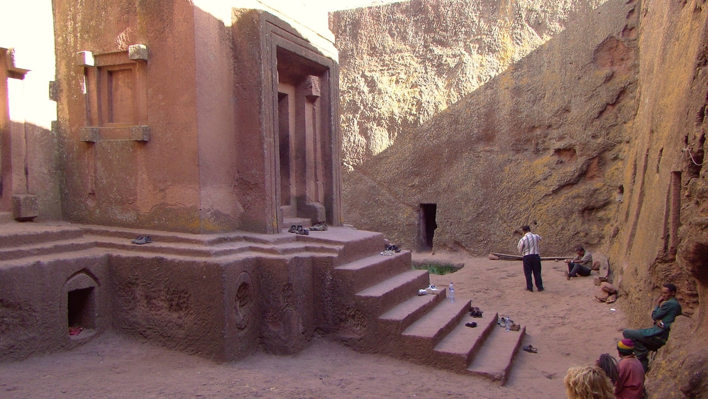 Entrance to Sait George church at Lalibela