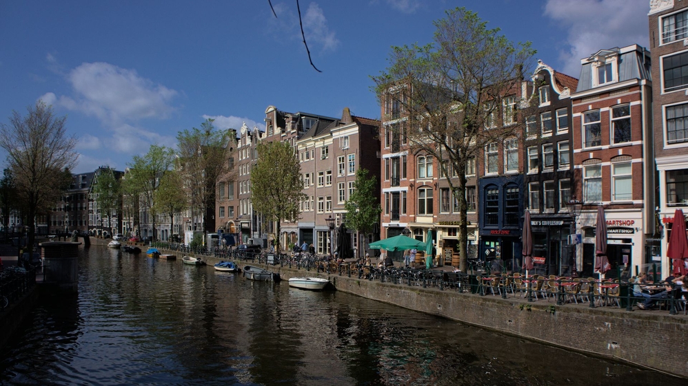 A typical canal view in Amsterdam