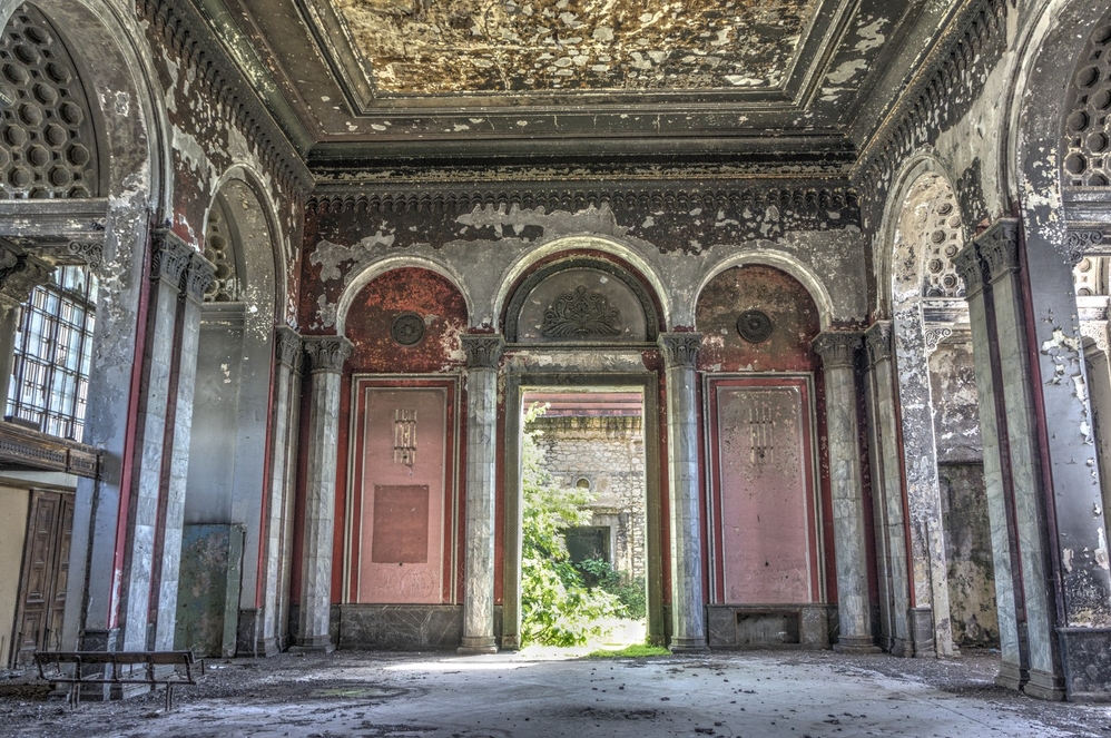 Abandoned railway building